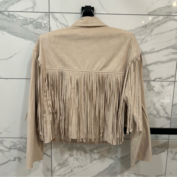 Zara faux suede jacket with fringes size M - Picture 3 of 5